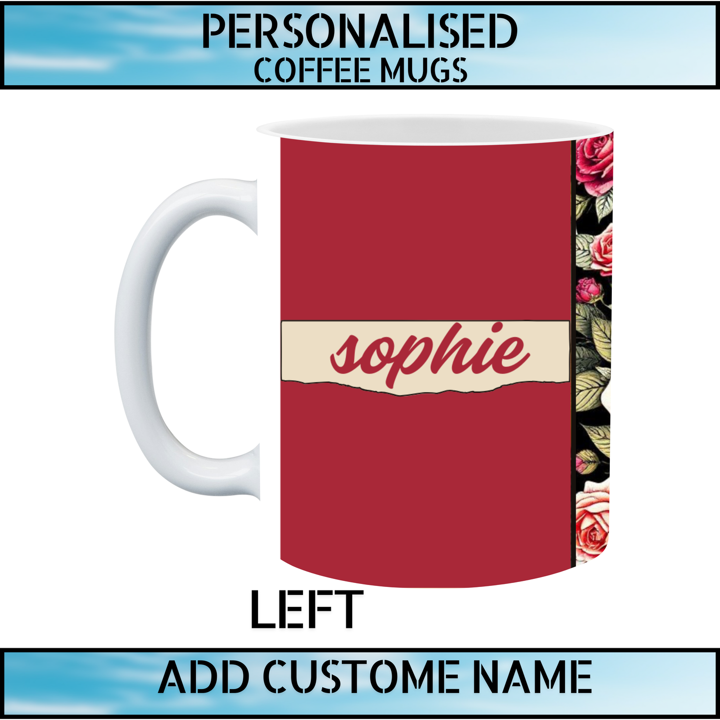 Personalised Floral Name Mug with Heart Initial