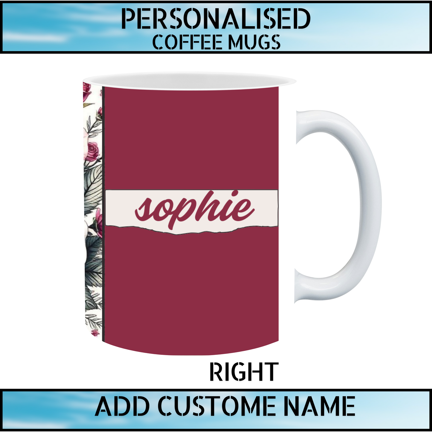 Floral Heart Initial Personalised Mug