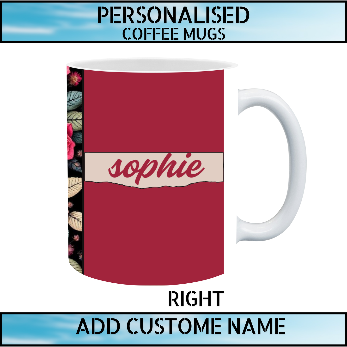 Floral Heart Initial Personalised Mug