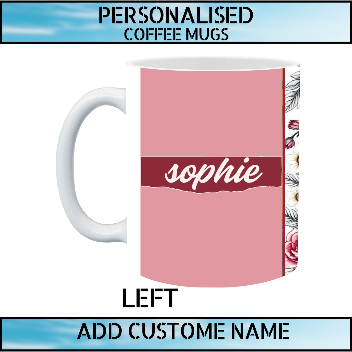 Personalised Floral Heart Initial Mug