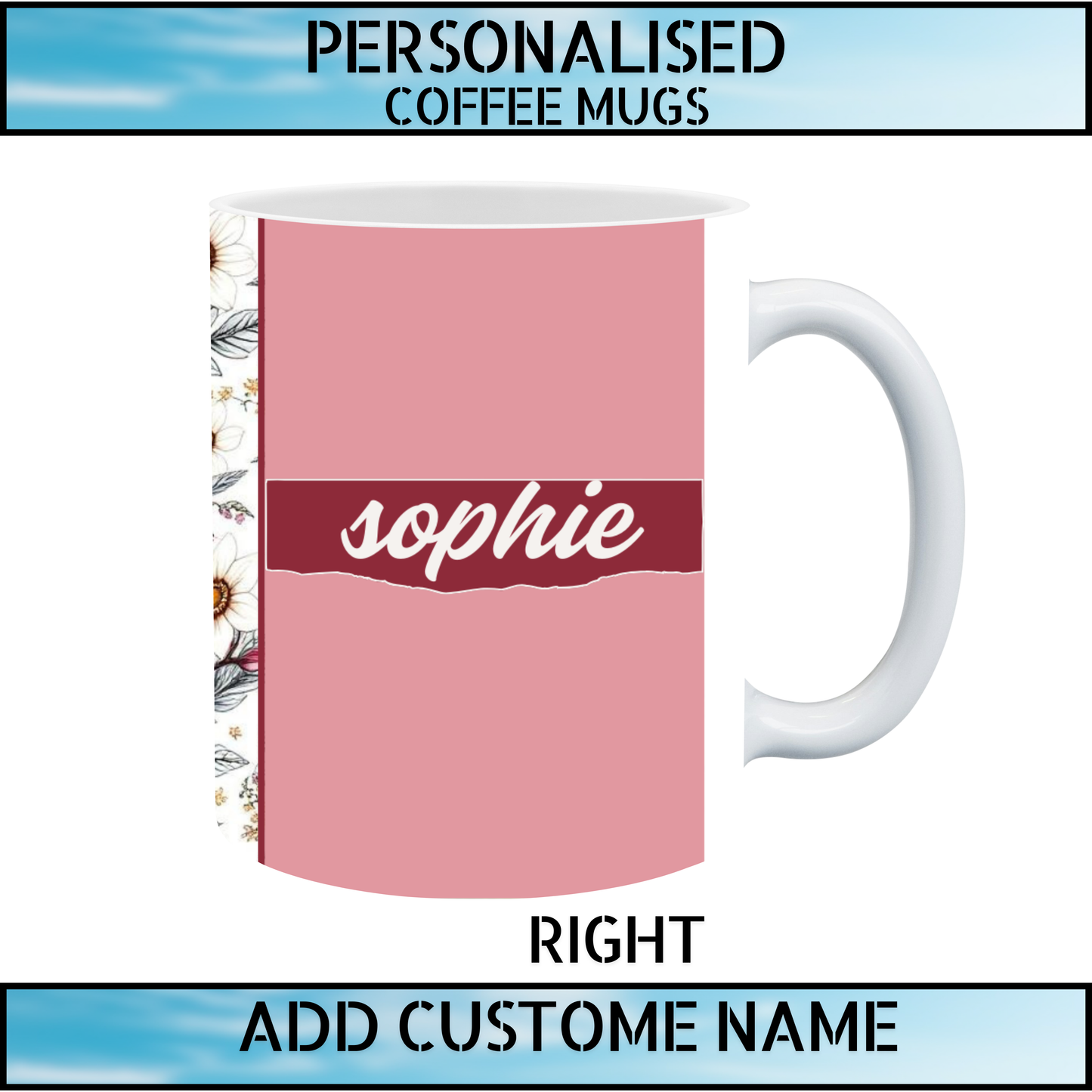 Personalised Floral Heart Initial Mug