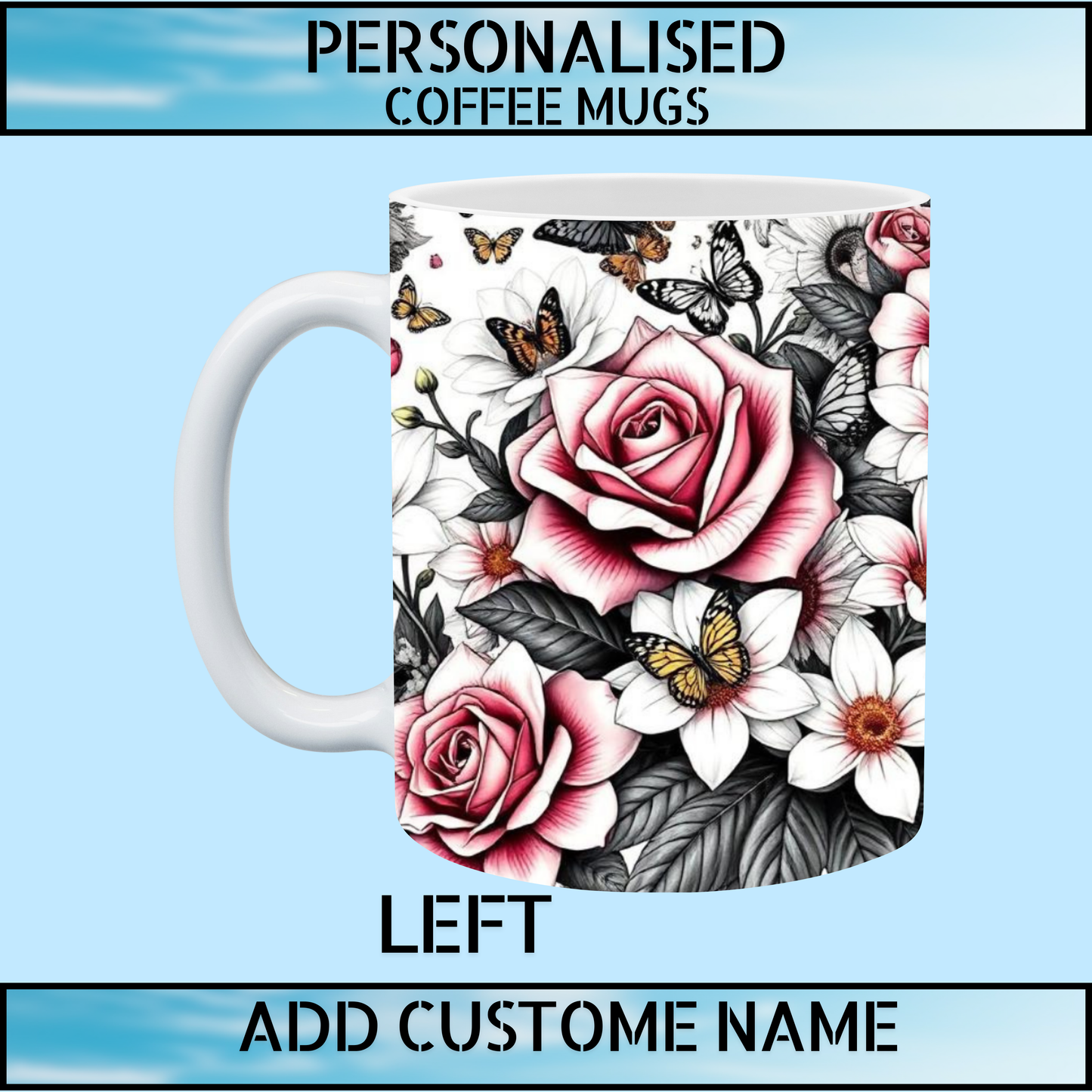 Floral Initial Personalised Name Mug