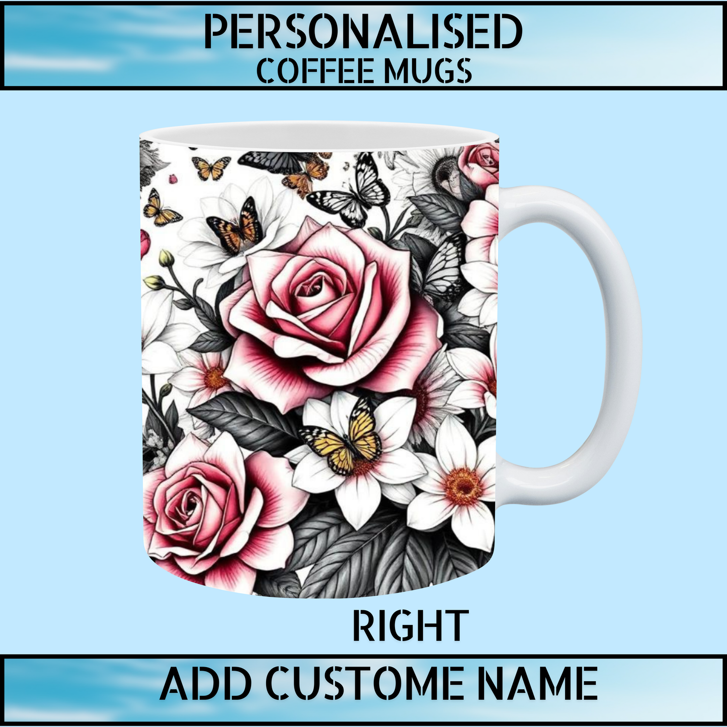 Floral Initial Personalised Name Mug