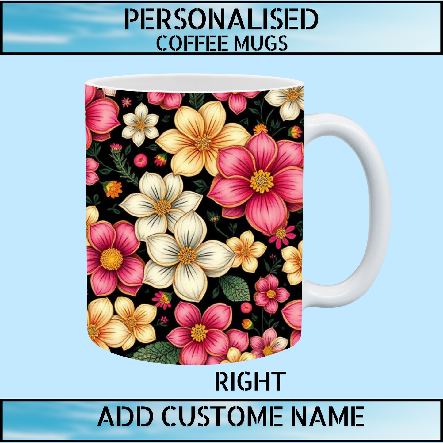 Floral Initial Personalised Name Mug