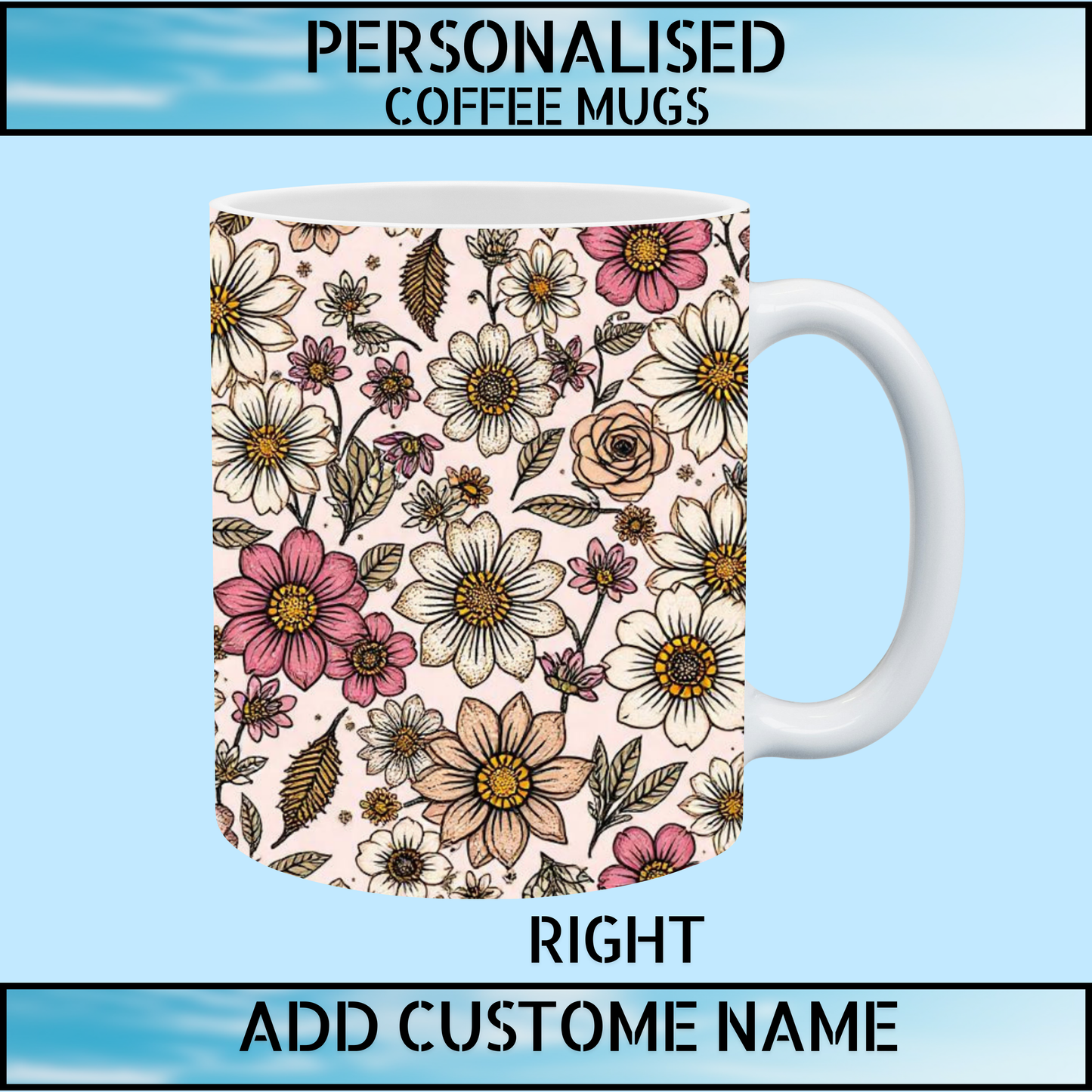 Floral Initial Personalised Name Mug