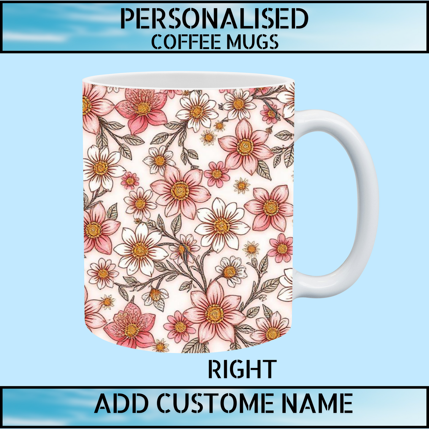 Floral Initial Personalised Name Mug