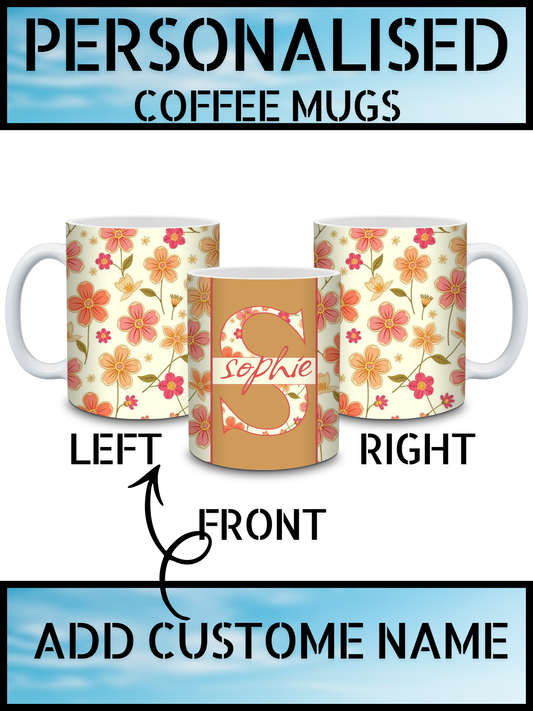 Floral Initial Personalised Name Mug
