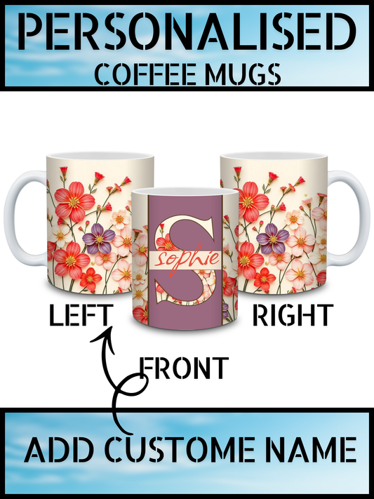 Floral Initial Personalised Name Mug – Mother’s Day Gift