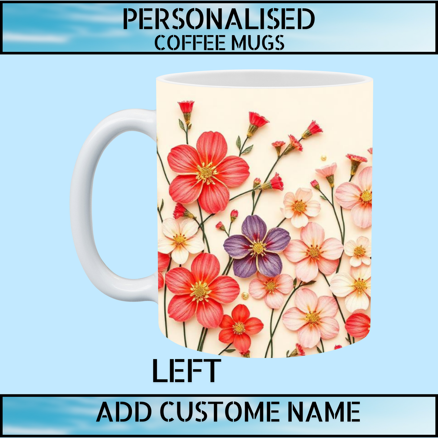 Floral Initial Personalised Name Mug – Mother’s Day Gift