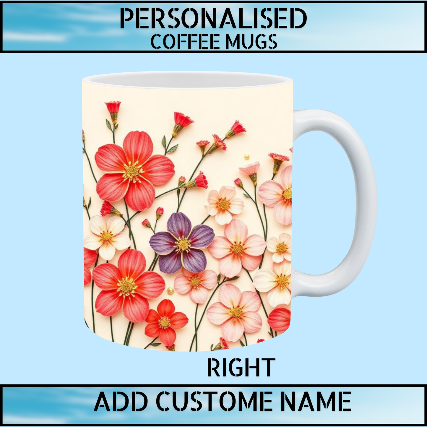 Floral Initial Personalised Name Mug – Mother’s Day Gift
