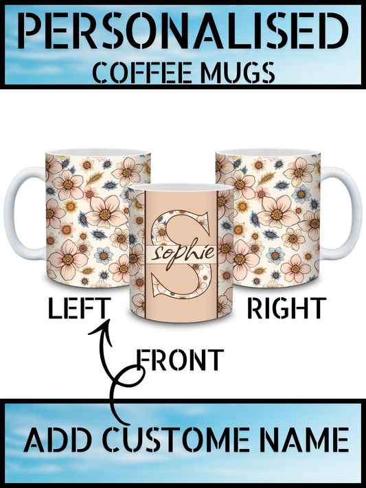 Floral Initial Personalised Name Mug – Best Gift for Mom