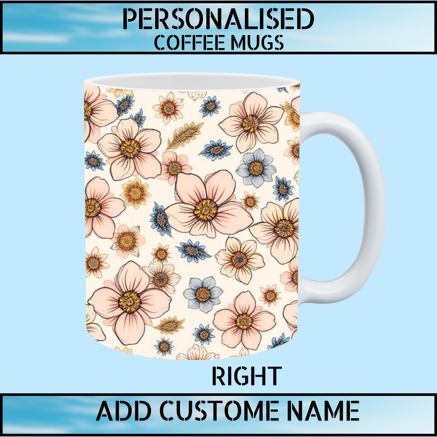 Floral Initial Personalised Name Mug – Best Gift for Mom