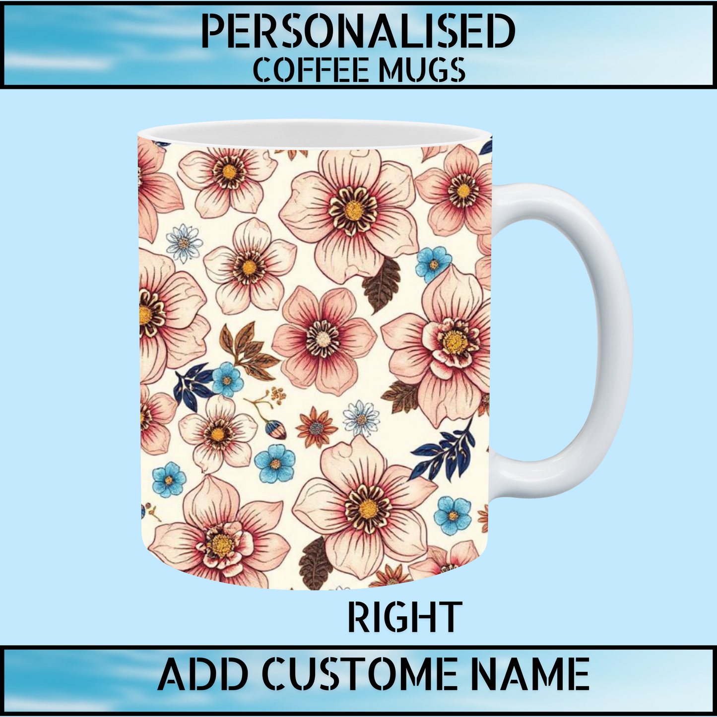 Floral Initial Personalised Name Mug – Unique Gift