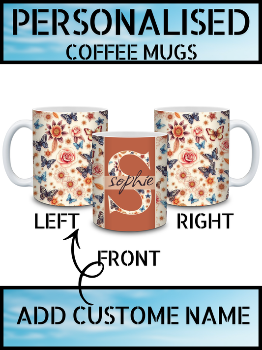 Floral Initial Personalised Name Mug – Best Seller