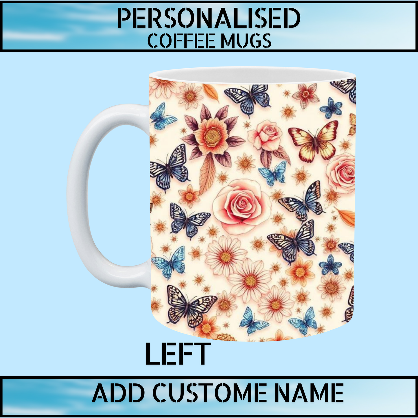 Floral Initial Personalised Name Mug – Best Seller