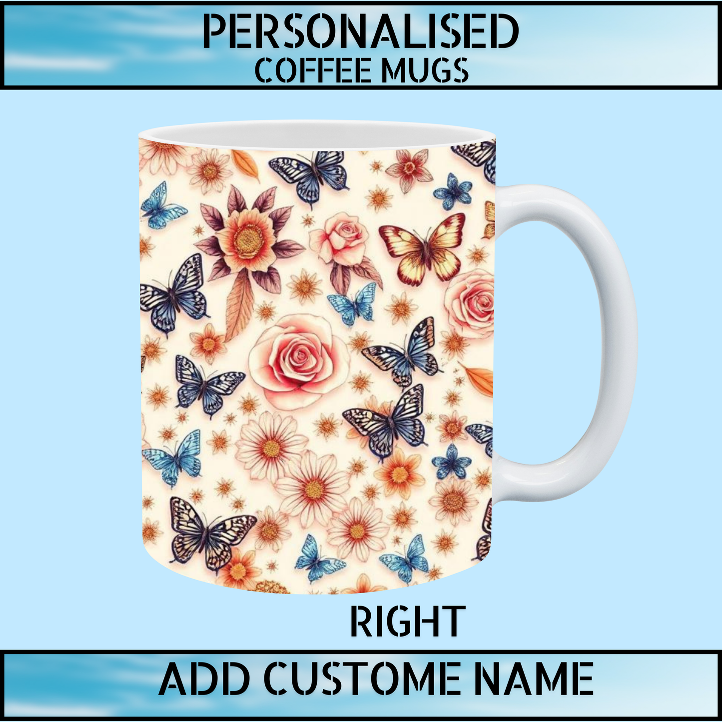 Floral Initial Personalised Name Mug – Best Seller