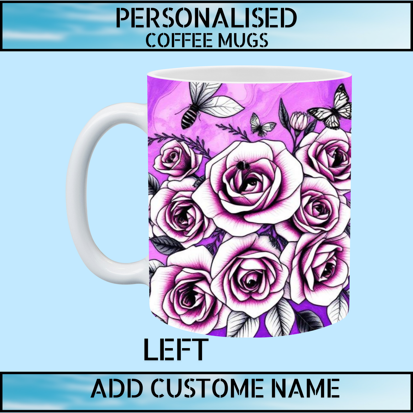 Floral Initial Personalised Name Mug – Designer Birthday Gift