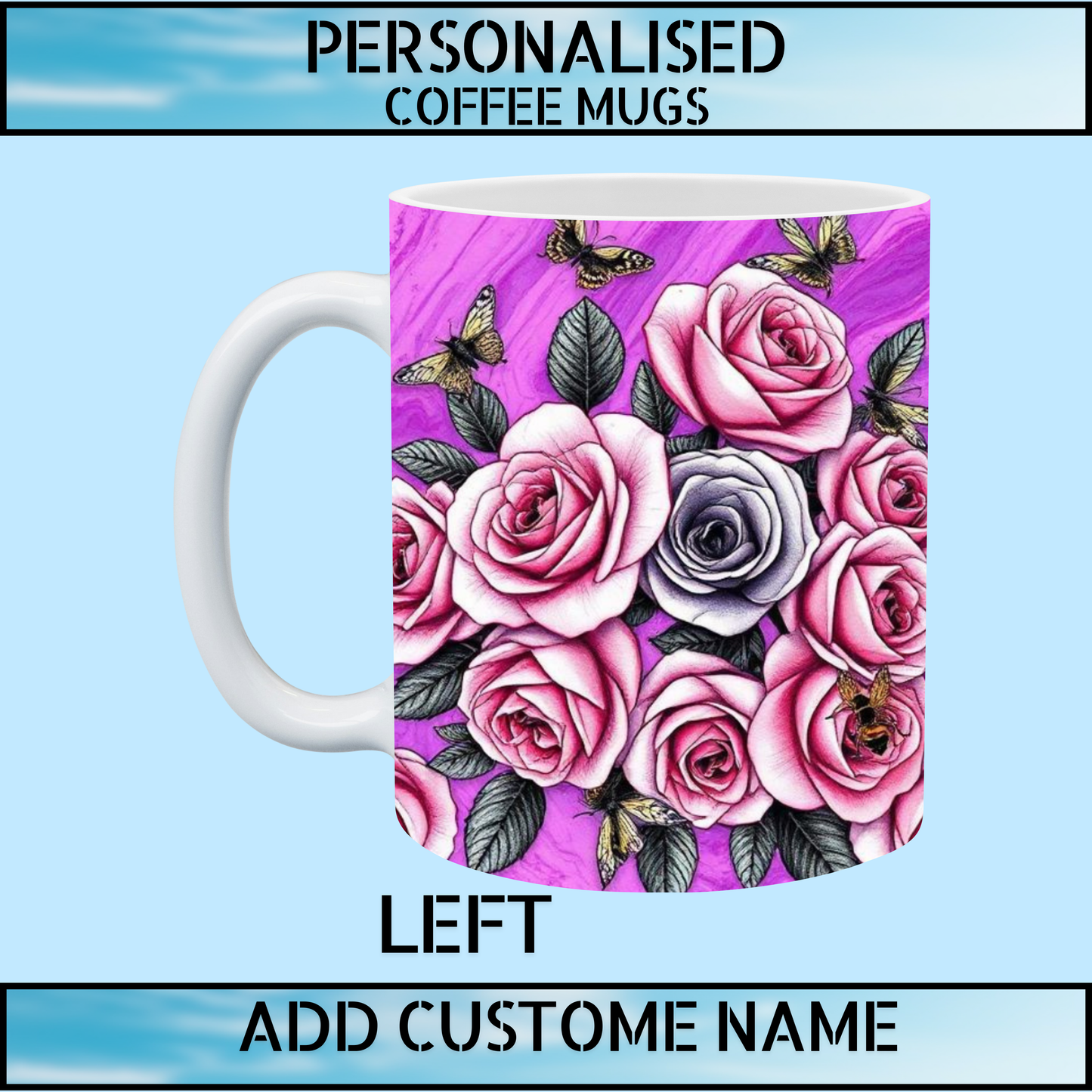 Floral Initial Personalised Name Mug for Girls