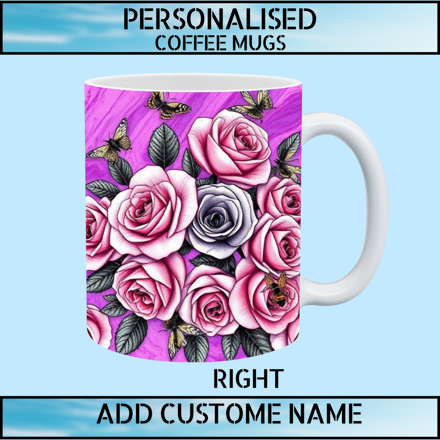 Floral Initial Personalised Name Mug for Girls
