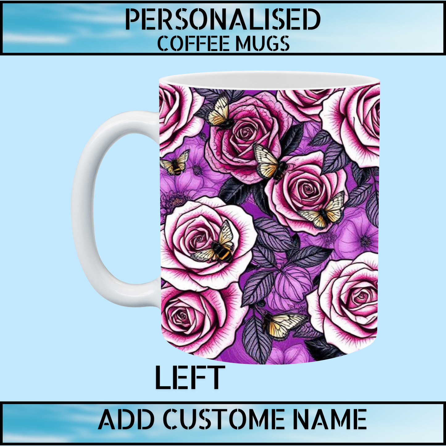 Floral Initial Personalised Name Coffee Mug