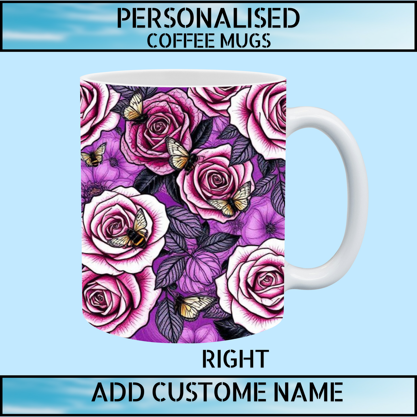Floral Initial Personalised Name Coffee Mug