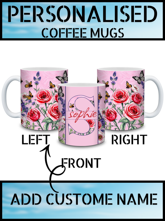 Vintage Floral Personalised Name Coffee Mug