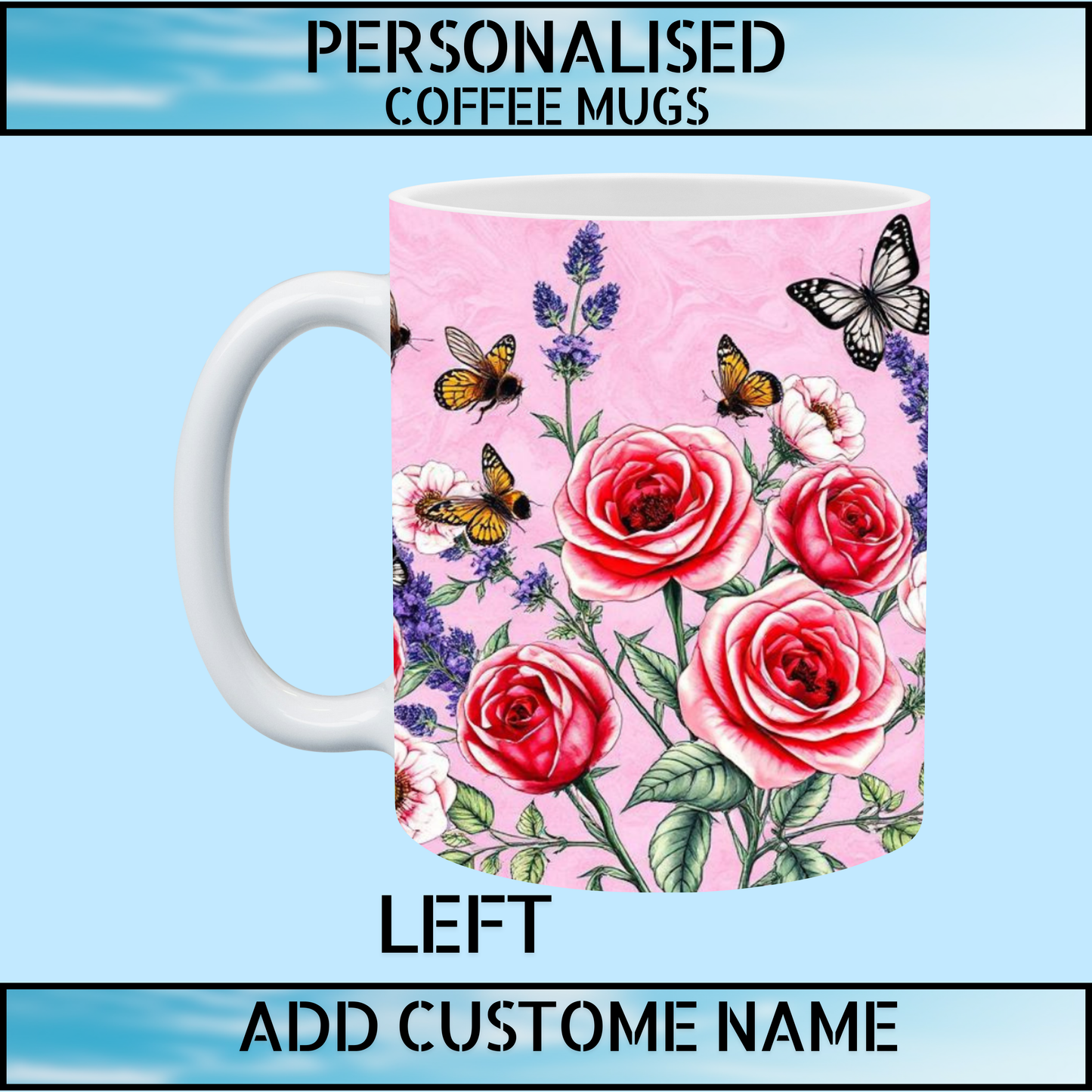 Vintage Floral Personalised Name Coffee Mug