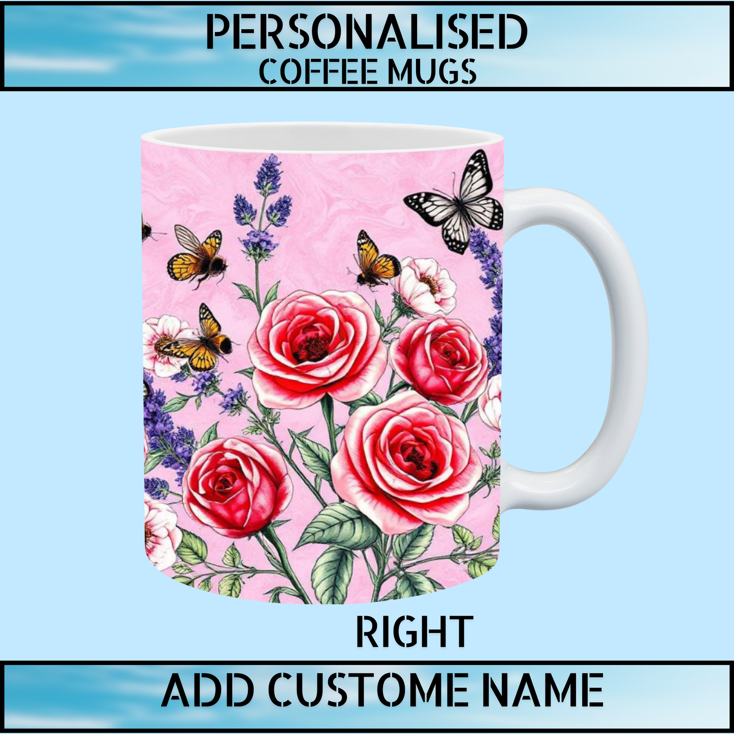 Vintage Floral Personalised Name Coffee Mug