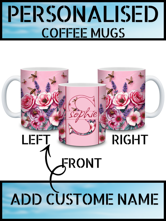Floral Design Personalised Name Coffee Mug