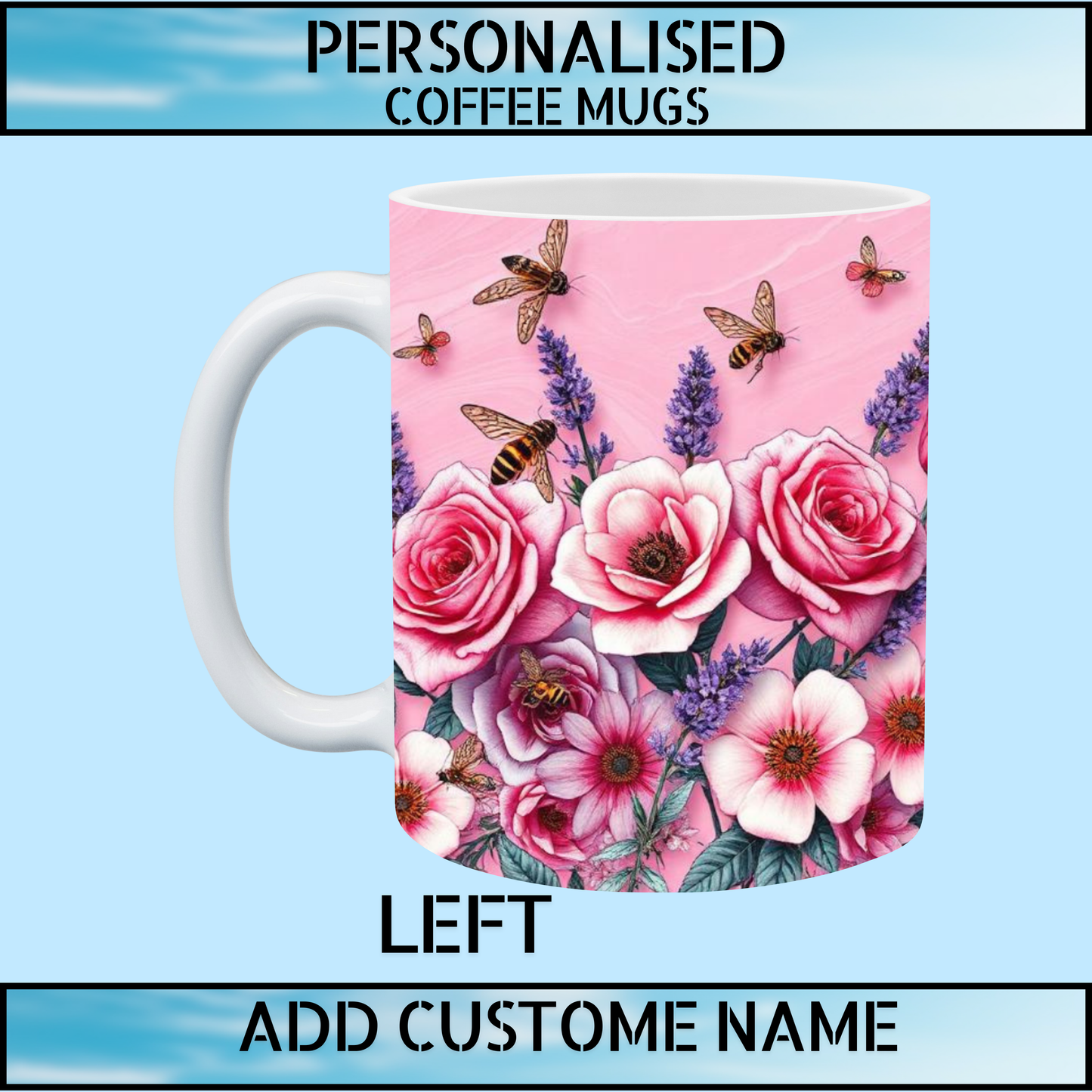 Floral Design Personalised Name Coffee Mug