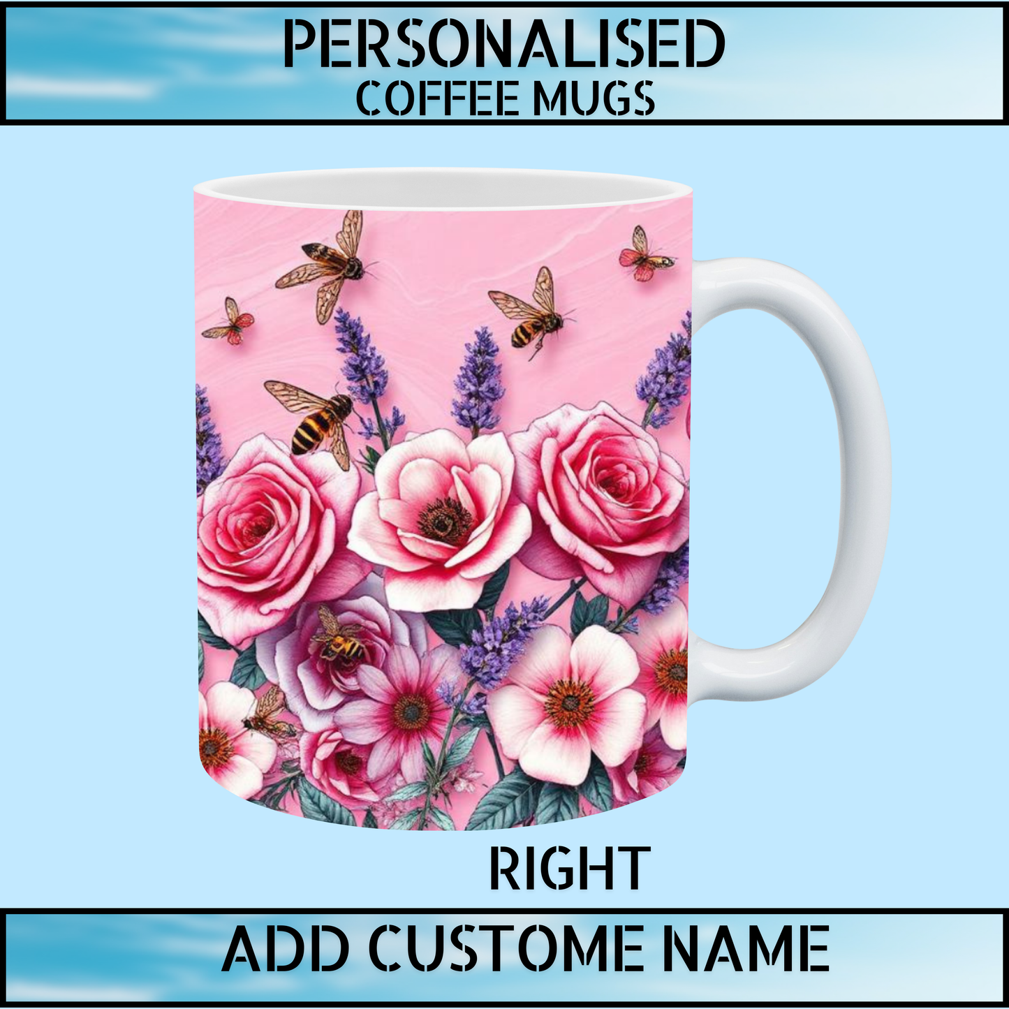 Floral Design Personalised Name Coffee Mug