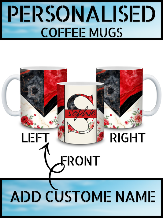 Custom Name Ceramic 11oz Marble Floral Coffee Mug