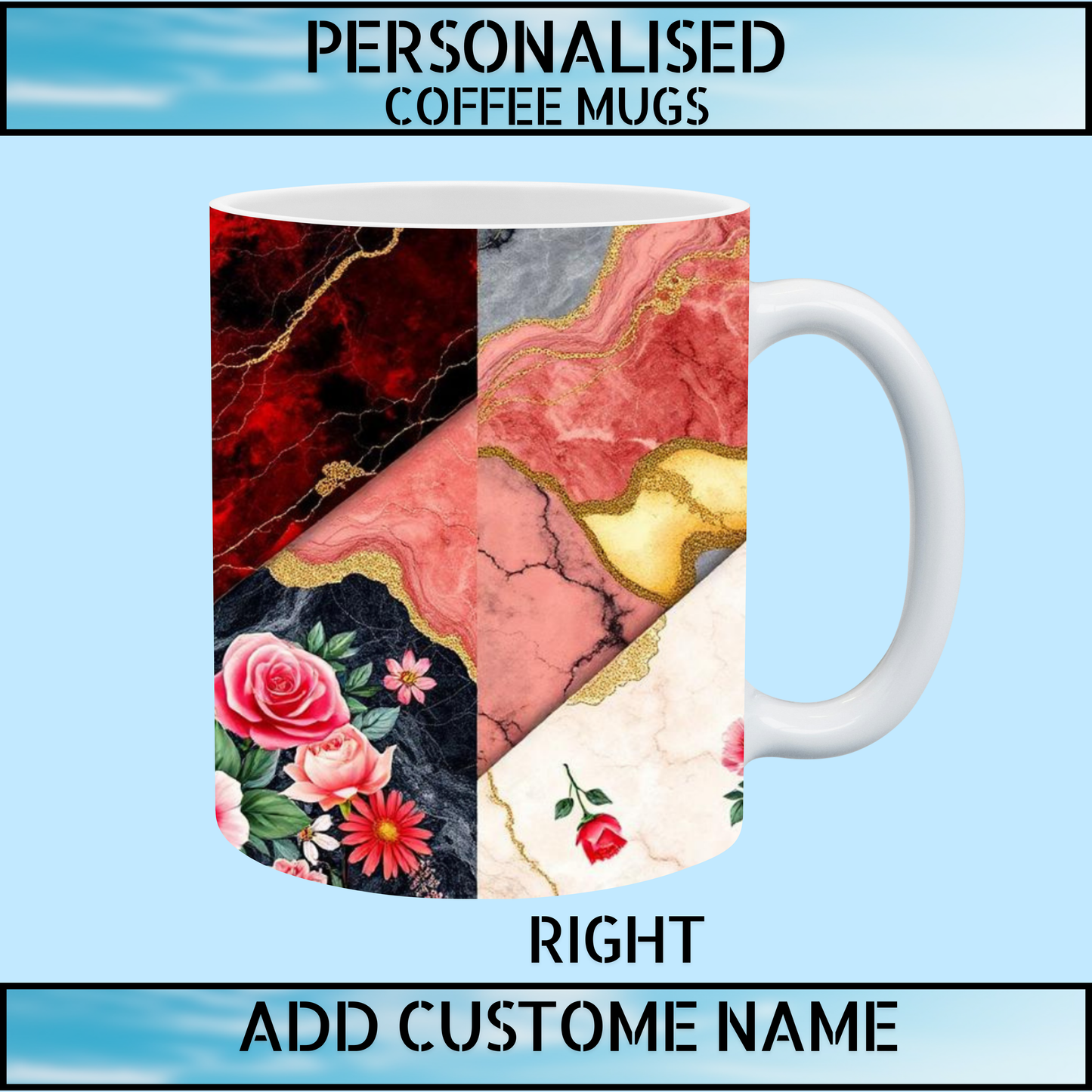 Personalised Coffee & Tea Marble Floral Mug