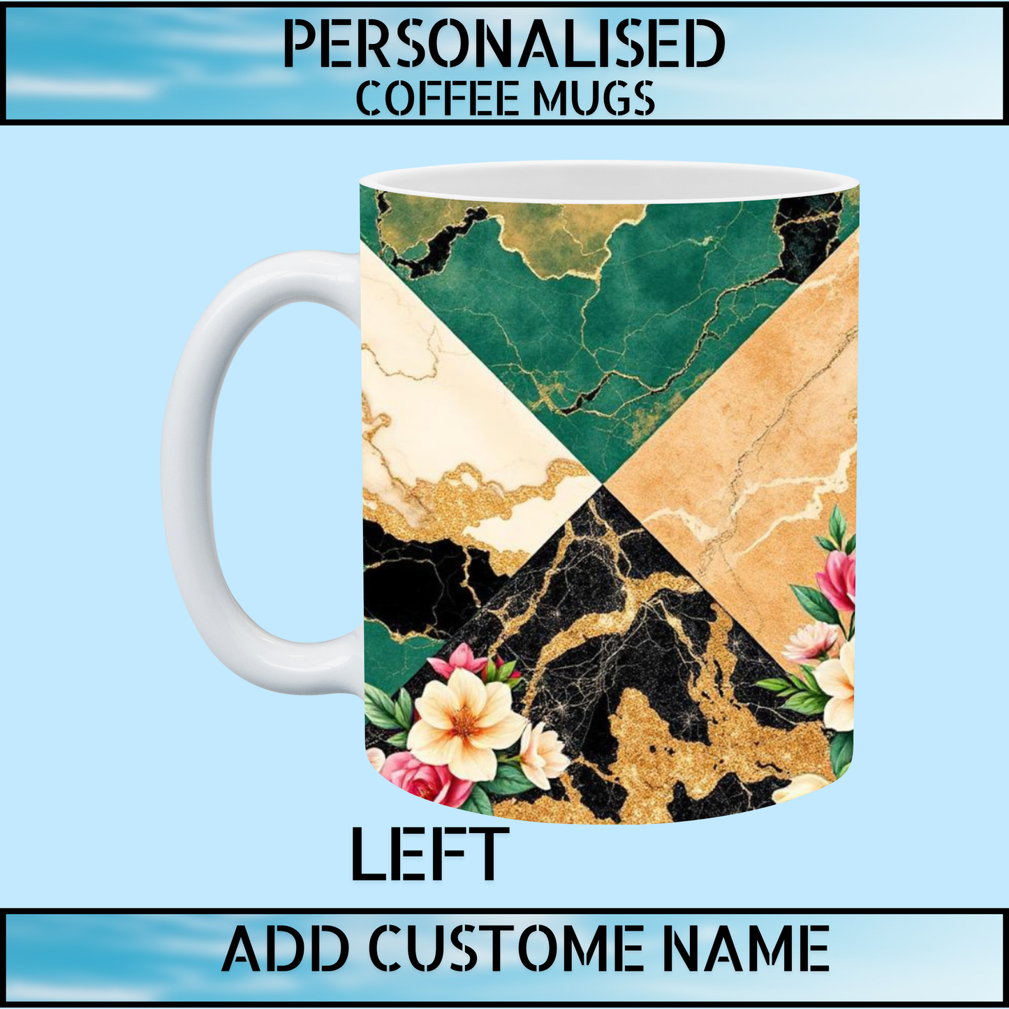 Elegant Marble Print Personalised Coffee & Tea Mug