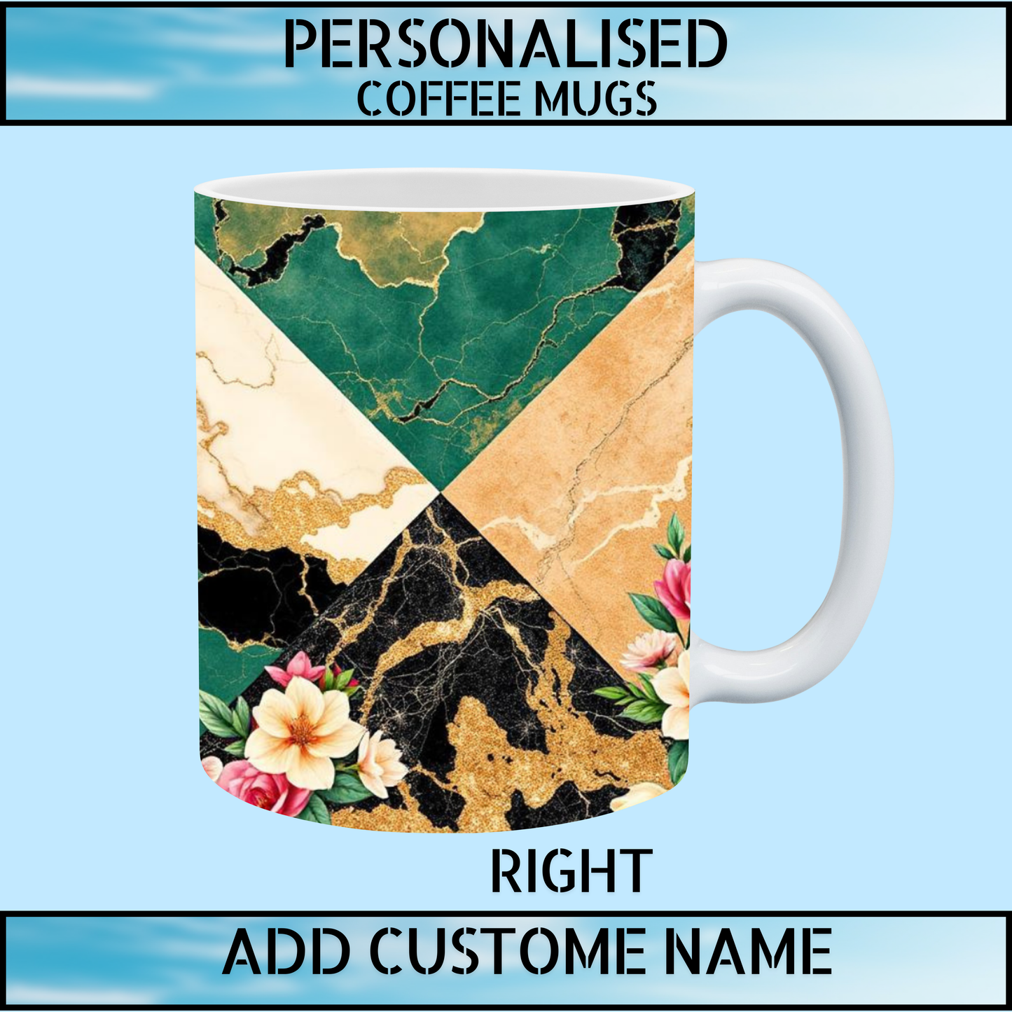 Elegant Marble Print Personalised Coffee & Tea Mug