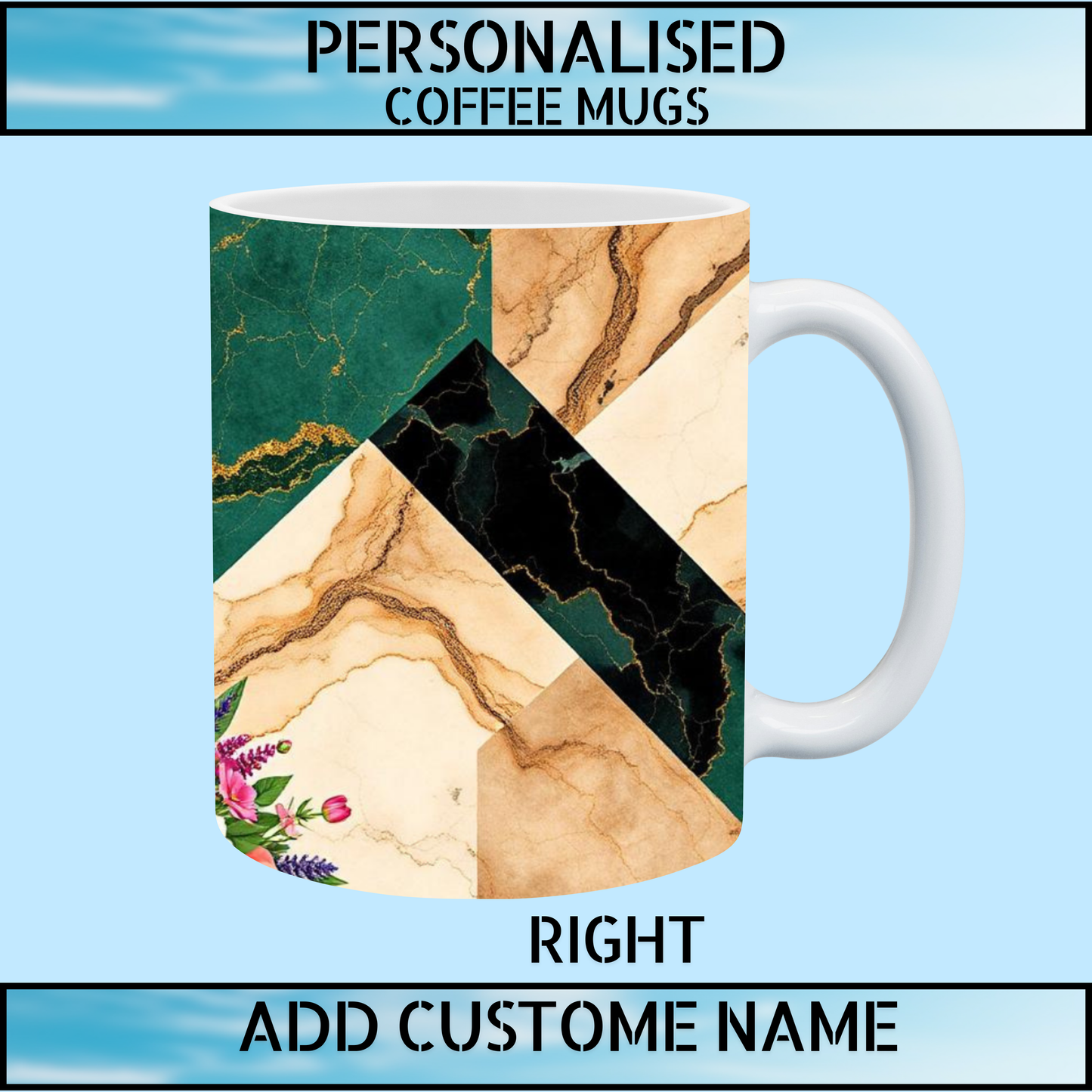 Marbled Print 11oz Ceramic Personalised Coffee Mug