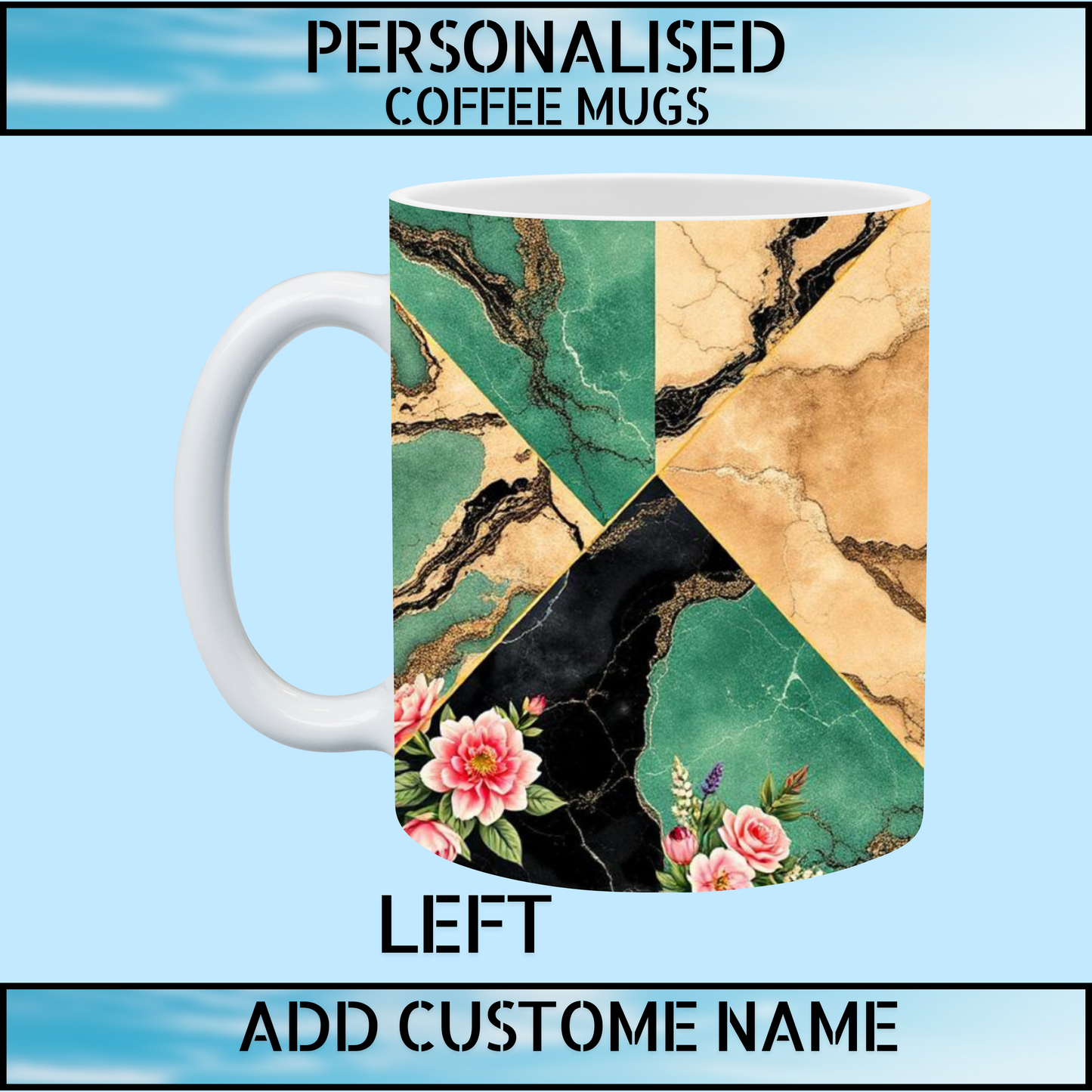 Best & Bargain Price Personalised Marble Floral Coffee Mug