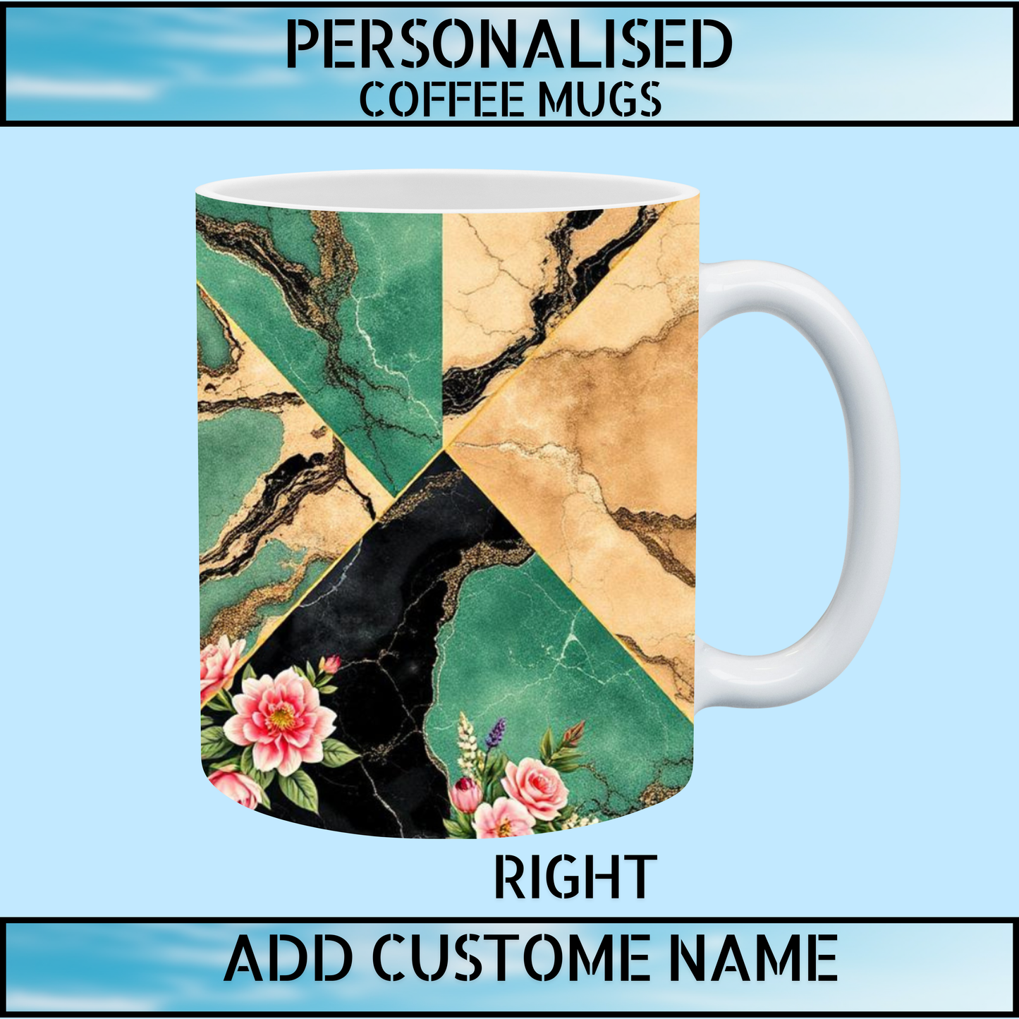 Best & Bargain Price Personalised Marble Floral Coffee Mug