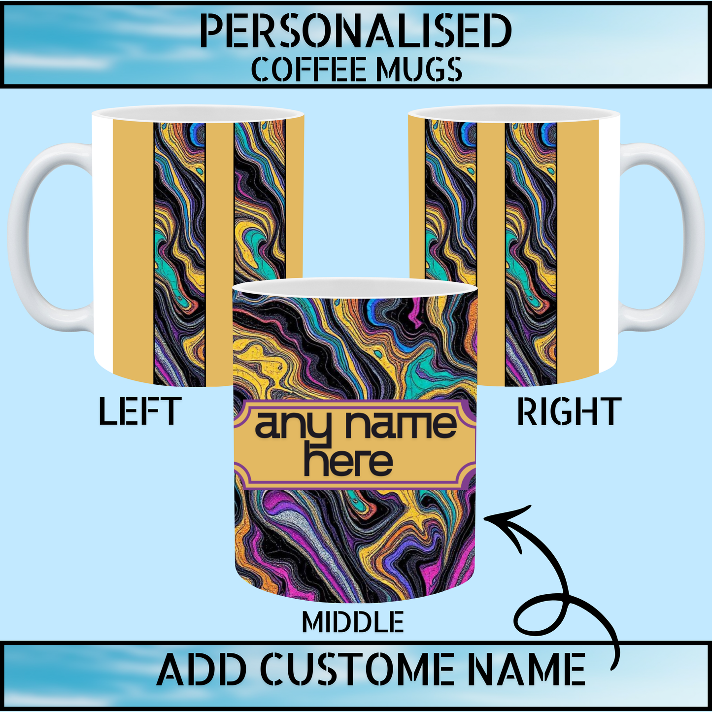 Marble Ink Art Personalised Name Coffee Mug