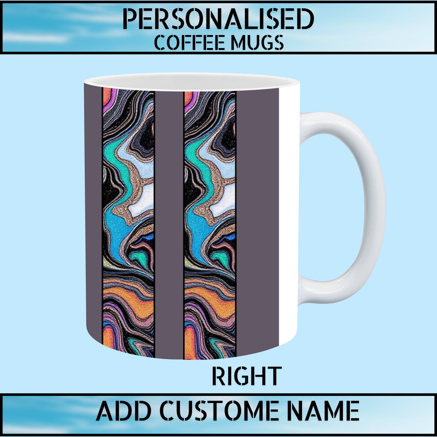 Cool Fancy Marble Art Personalised Name Coffee Mug