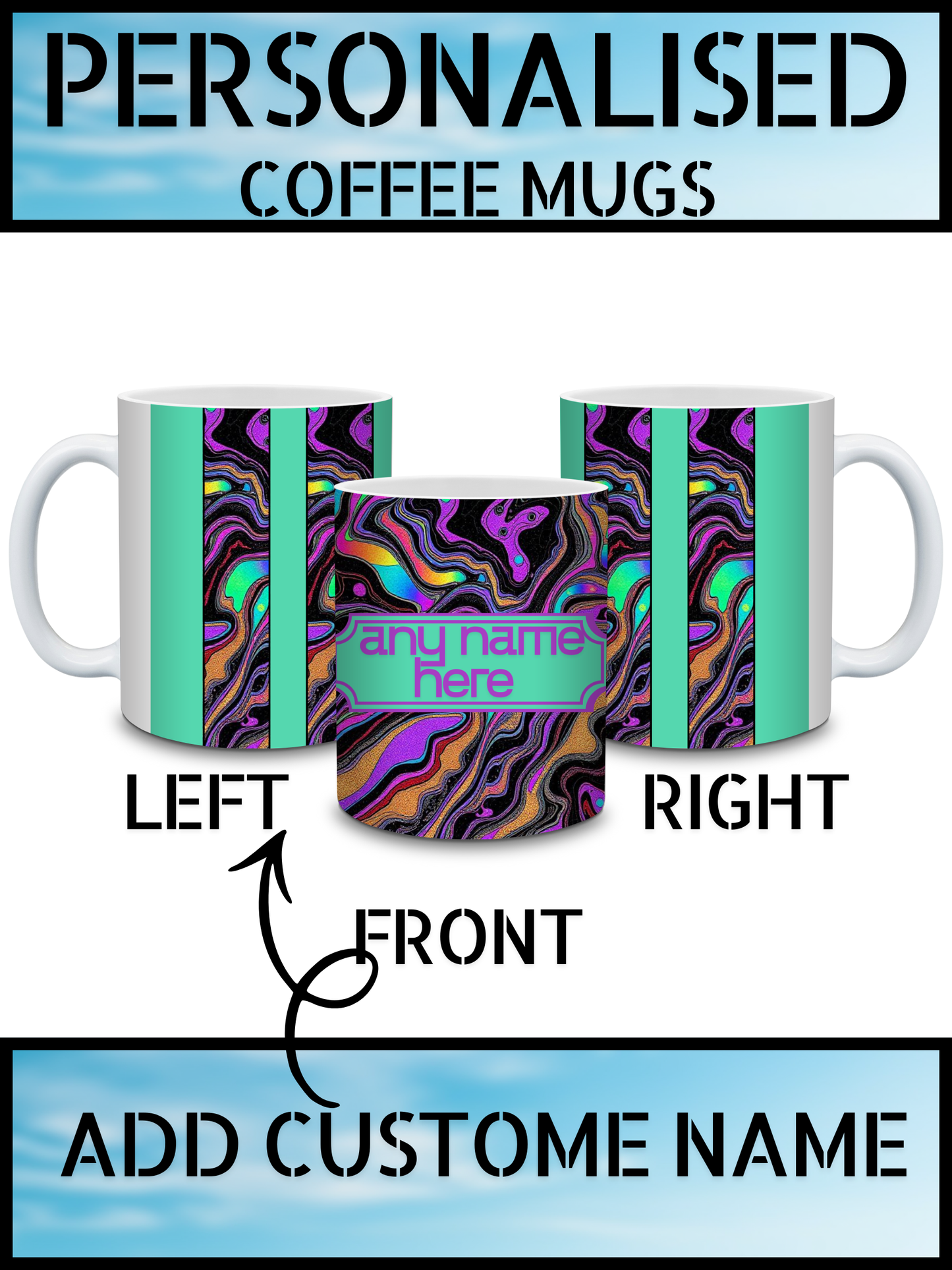 Premium Marble Art Personalised Name Coffee Mug