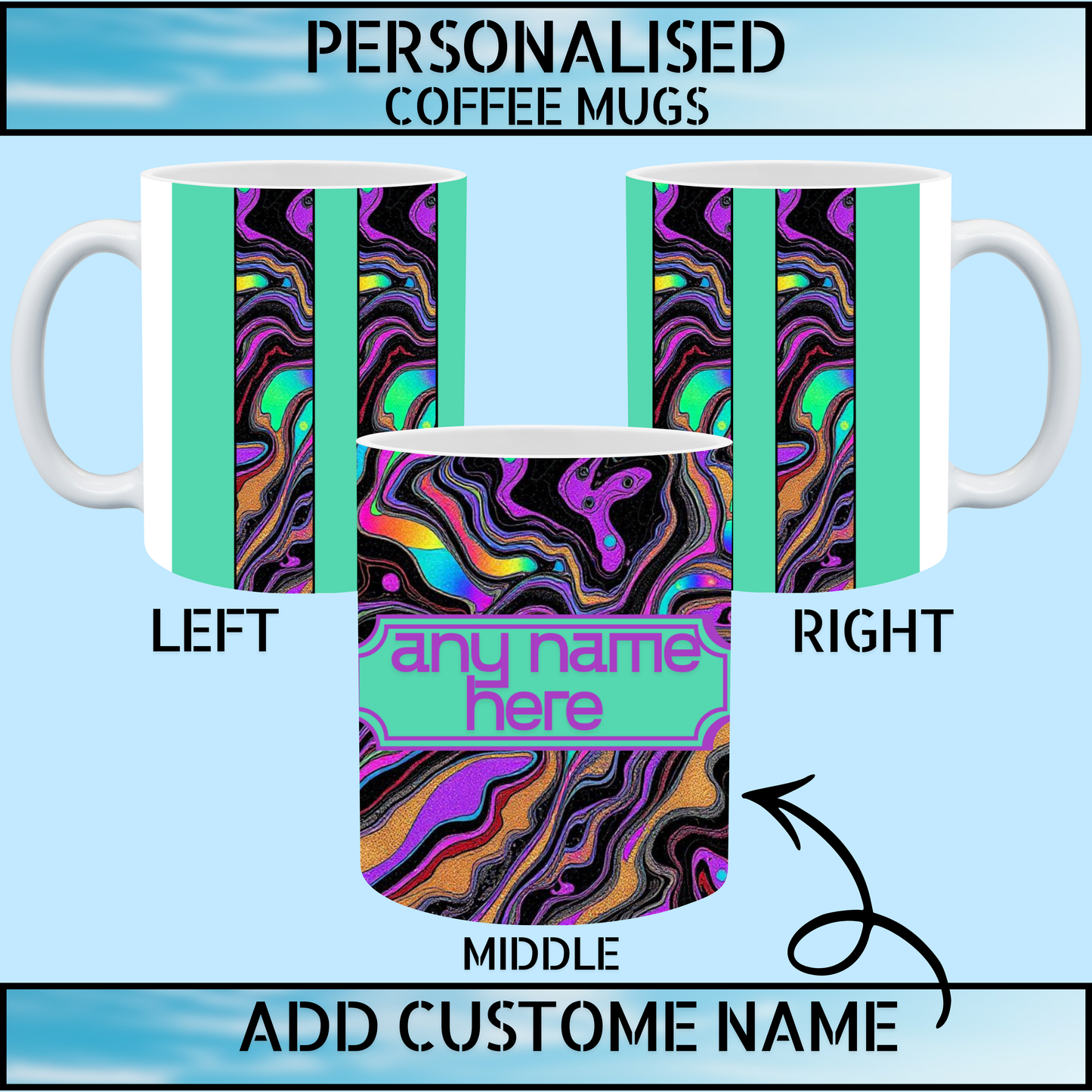 Premium Marble Art Personalised Name Coffee Mug