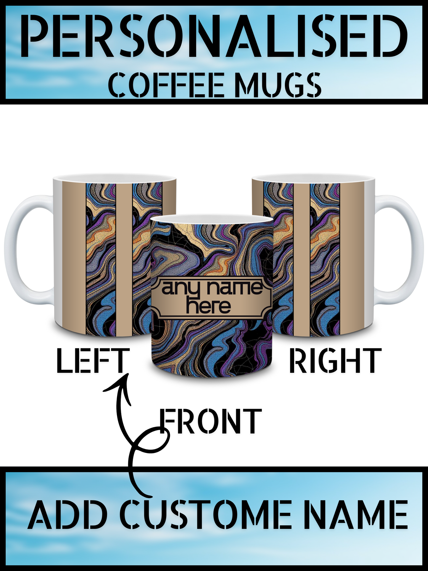 Best Series Marble Art Personalised Name Coffee Mug