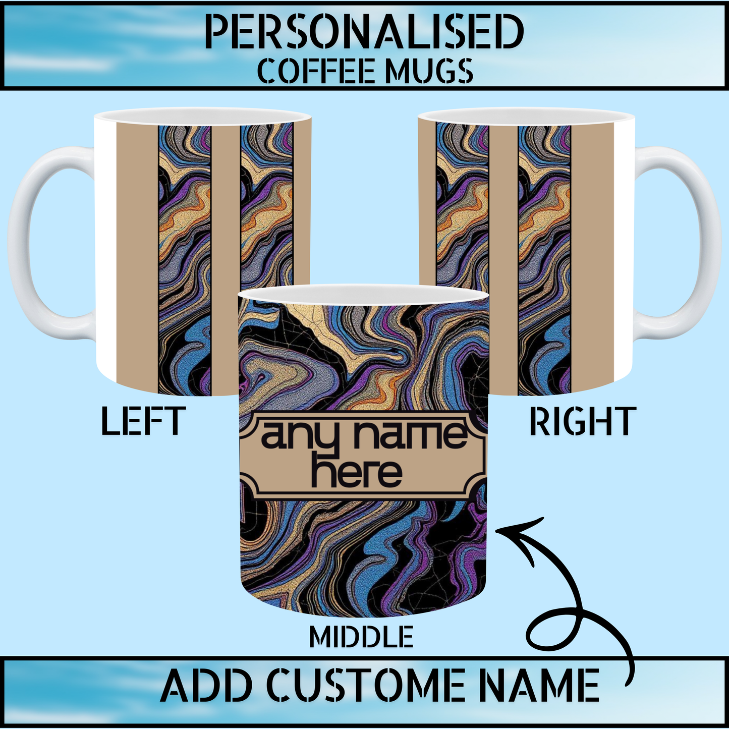 Best Series Marble Art Personalised Name Coffee Mug