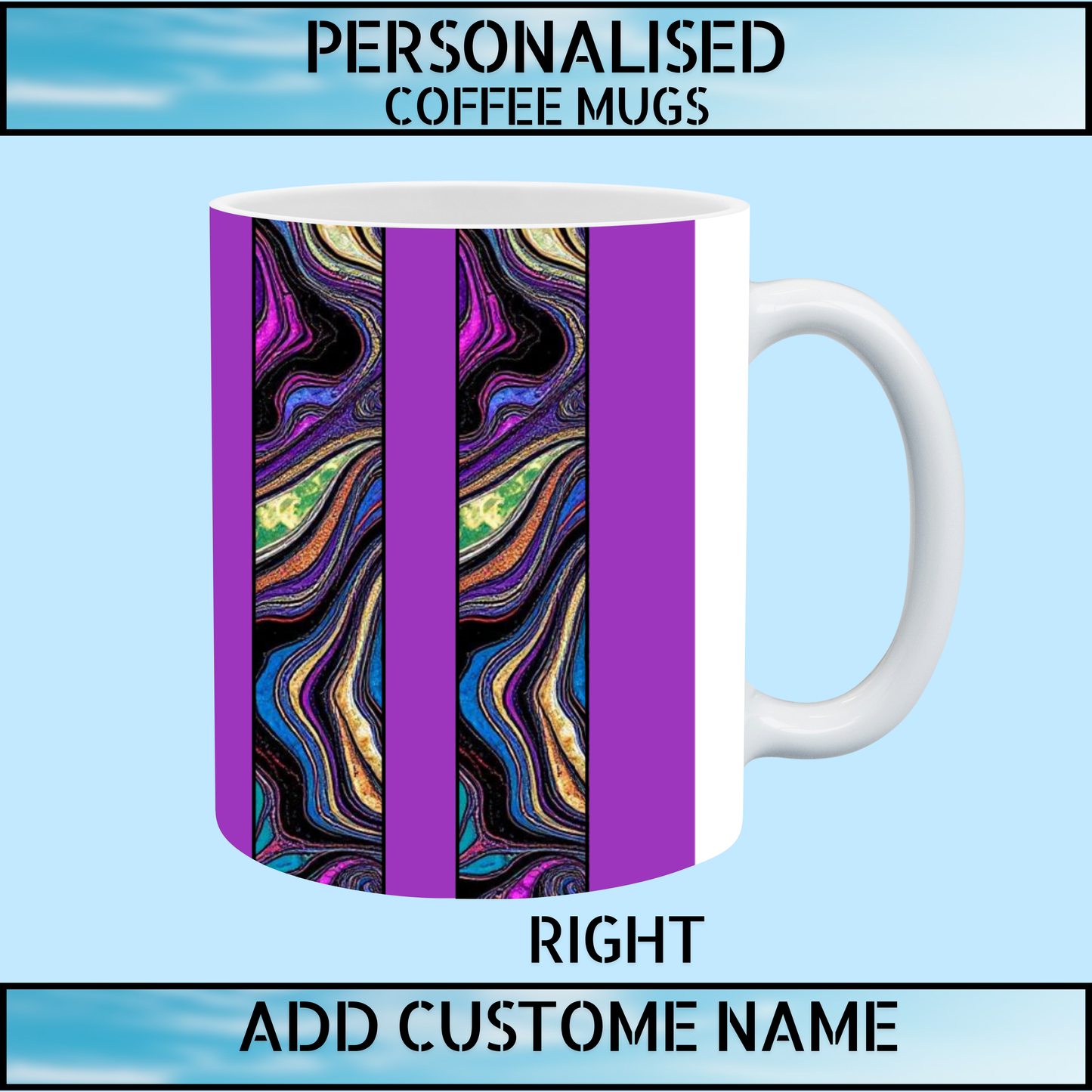 Purple Marble Personalised Name Coffee Mug 11oz