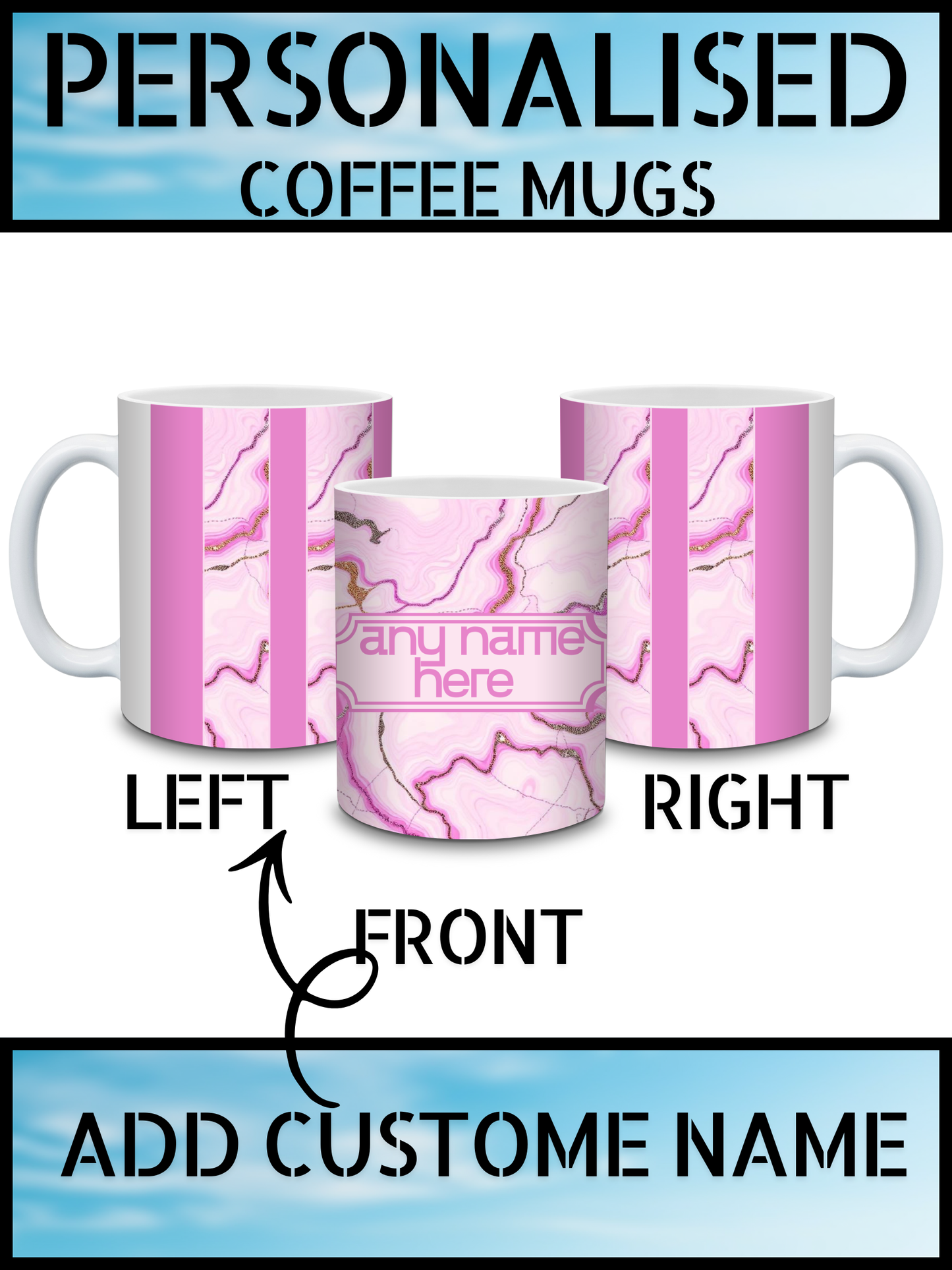 Quality Gift Marble Art Personalised Coffee Mug