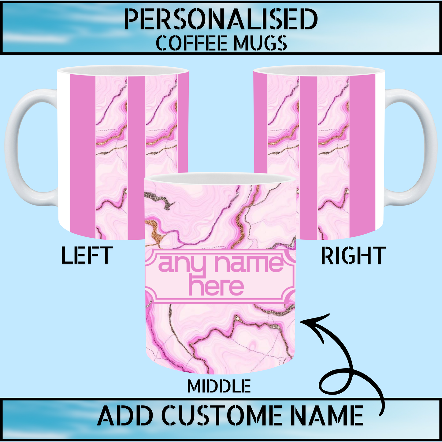 Quality Gift Marble Art Personalised Coffee Mug