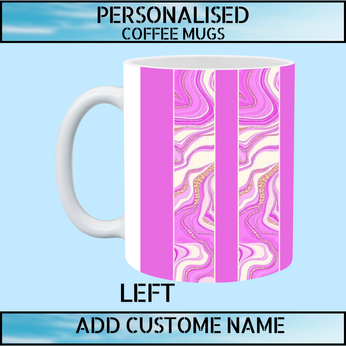 Pink Marble Art Personalised Name Coffee Mug