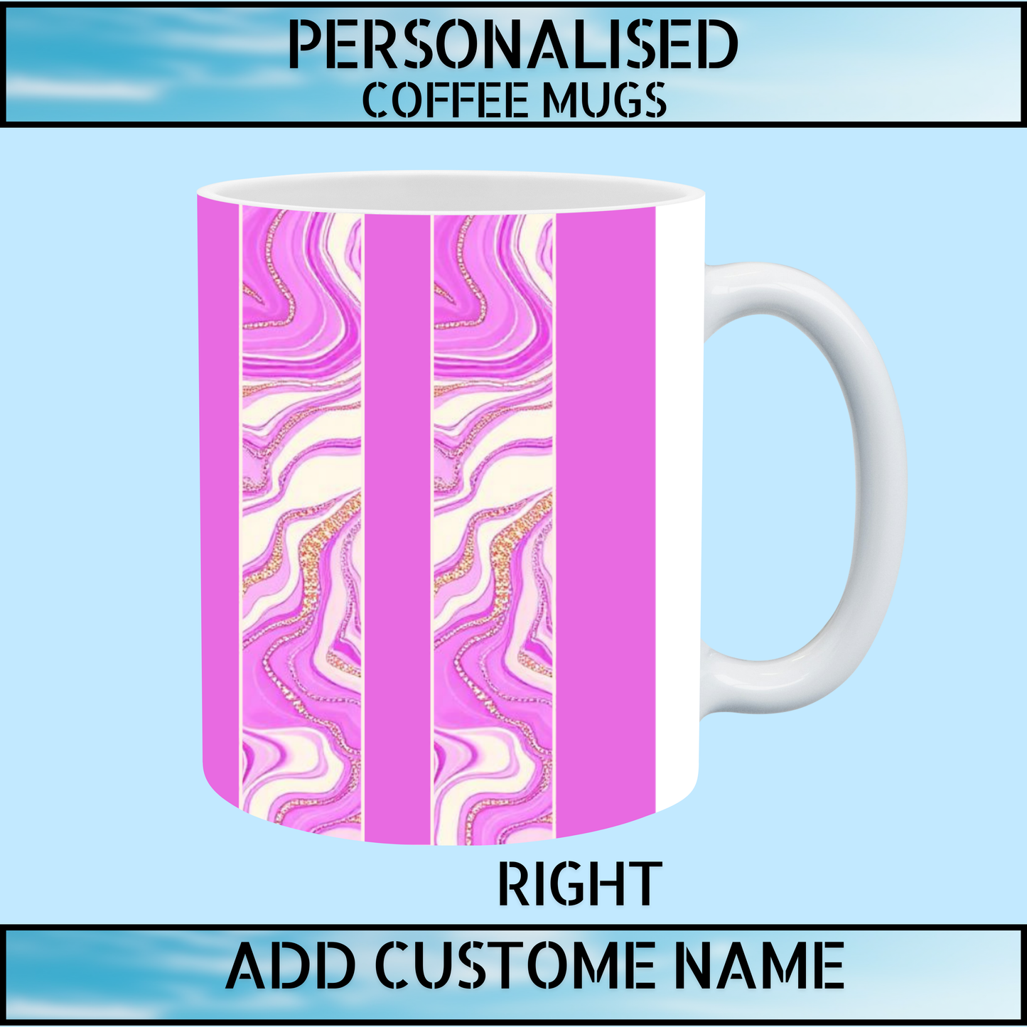 Pink Marble Art Personalised Name Coffee Mug