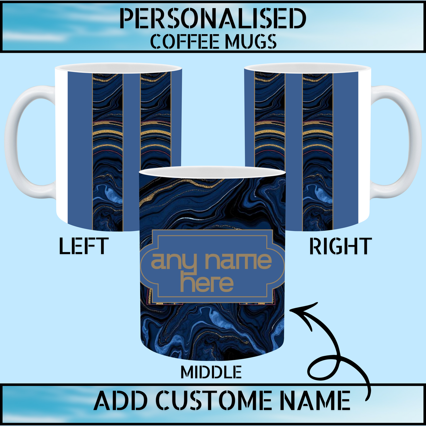 Funny Personalised Name Marble Coffee Mug